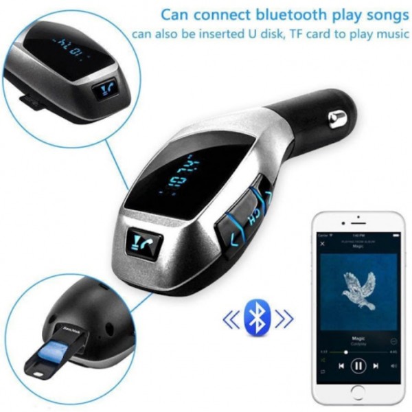 Car Kit Auto Bluetooth cu functie de modulator FM, model X6
