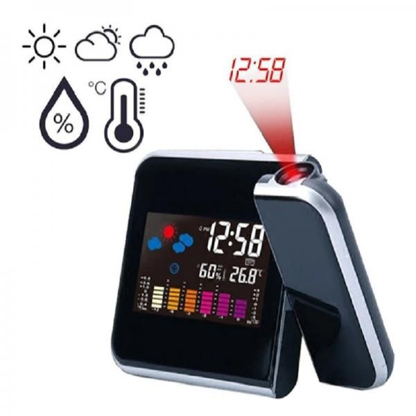 Ceas digital cu termometru, indicator umiditate si proiectie 