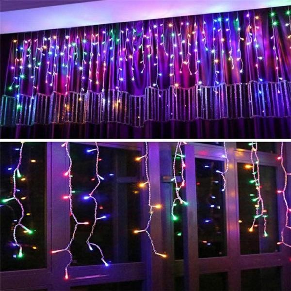 Instalatie LED multicolora cu franjuri, interior/exterior, 12m lungime, multicolor