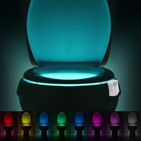 Lampa cu LED pentru toaleta, cu senzor de miscare si 8 culori diferite
